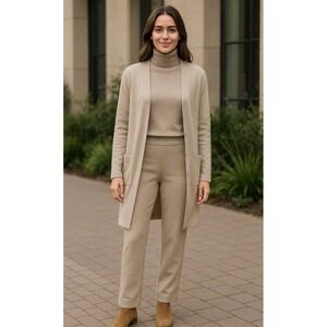 J.Jill XS Button Front Cardigan Sweater Pockets Beige KnitBridgerton Classic